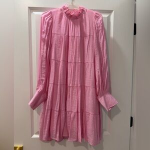 Maternity Entro Pink Long Sleeve Tiered Dress